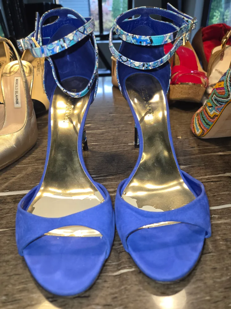 Emilio Pucci Blue Suede Heels thumbnail
