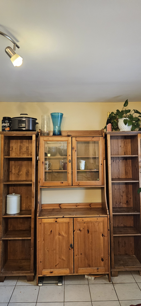 Wooden Hutch and Bookcases