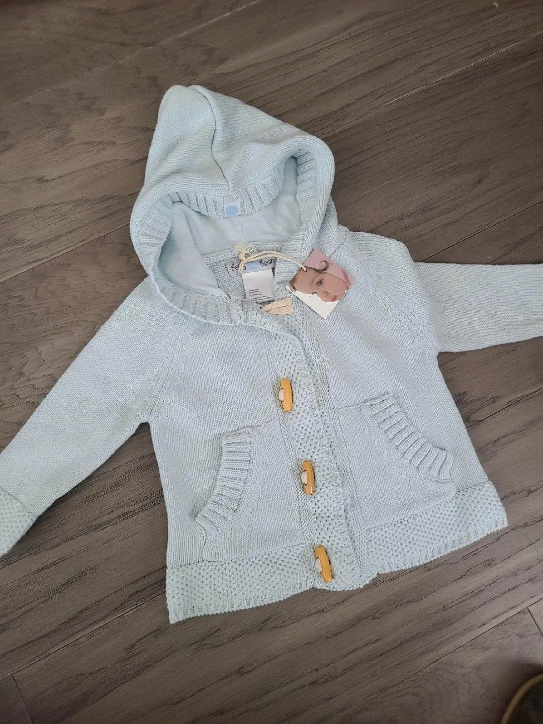 Brand New Beba Bean Baby Knit Hoodie 6-12 Months thumbnail