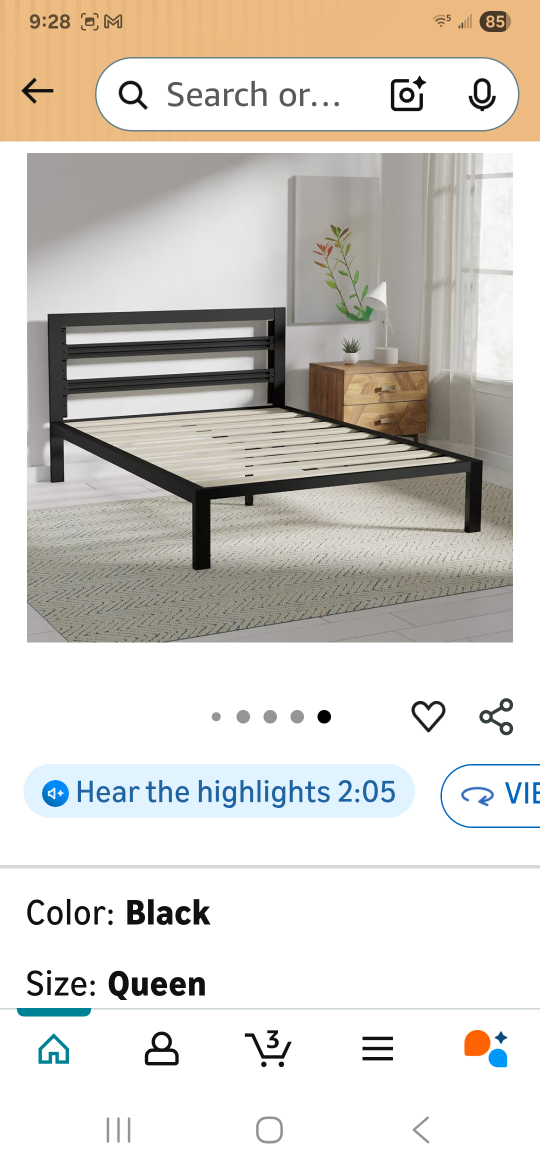 Queen Size Black Bed Frame platform