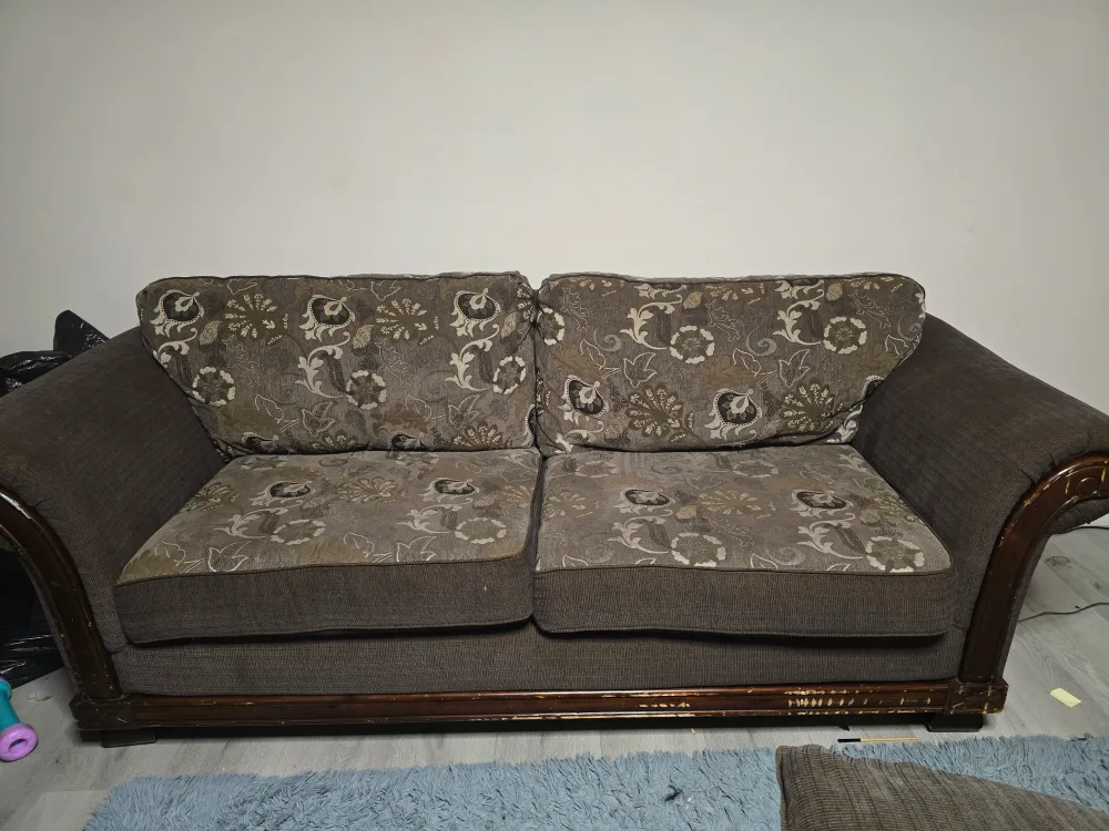 2 Brown Floral Pattern Loveseat Sofa image indicator(4)