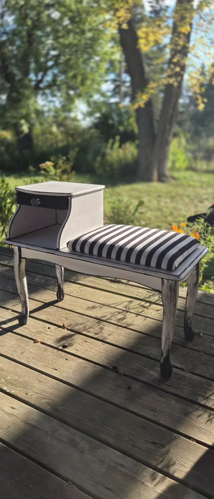 Upcycled White Entryway Bench with Storage image indicator(3)