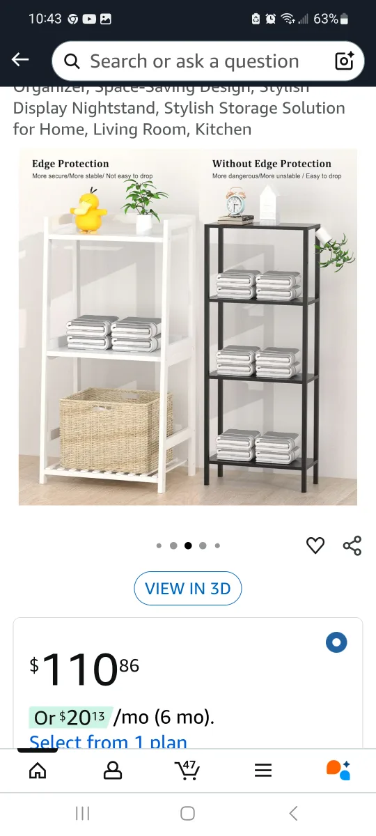 POXAKA 3 Tier Bamboo Bathroom Shelves - White image indicator(4)