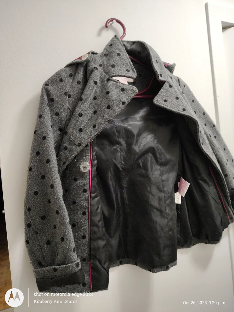 Jessica Simpson Girls Grey Polka Dot Coat - photo 2