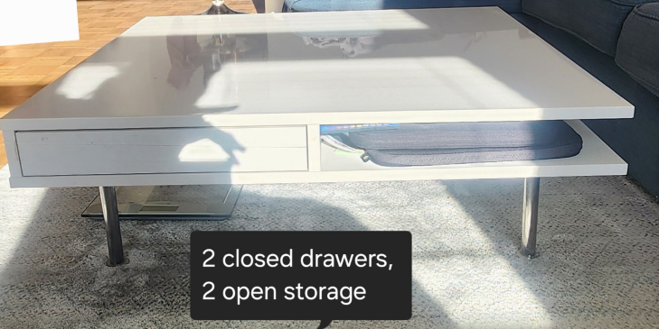 White Square Coffee Table with Storage - photo 3