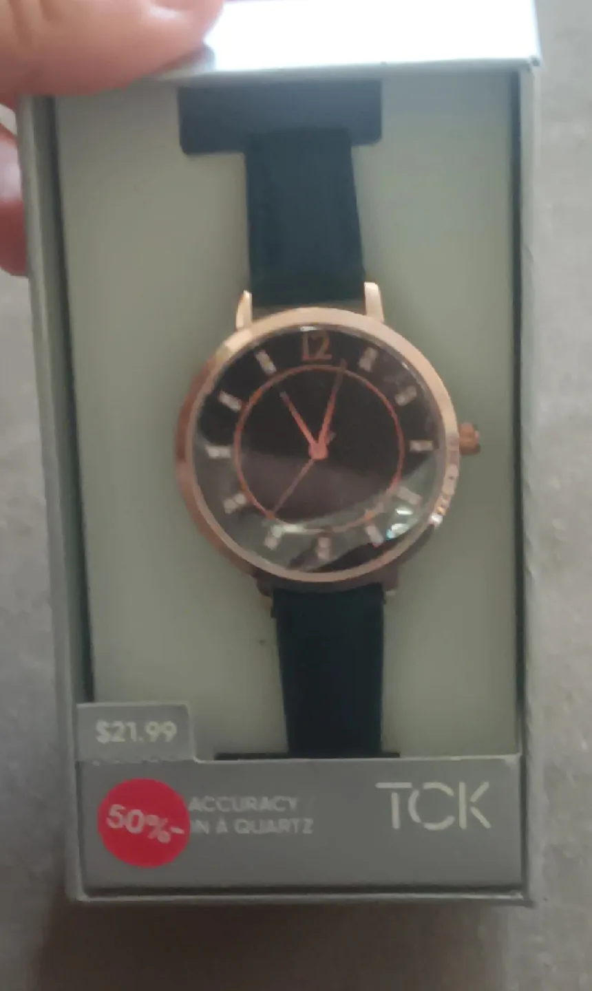 TCK Ladies' Quartz Watch - Black & Rose Gold thumbnail