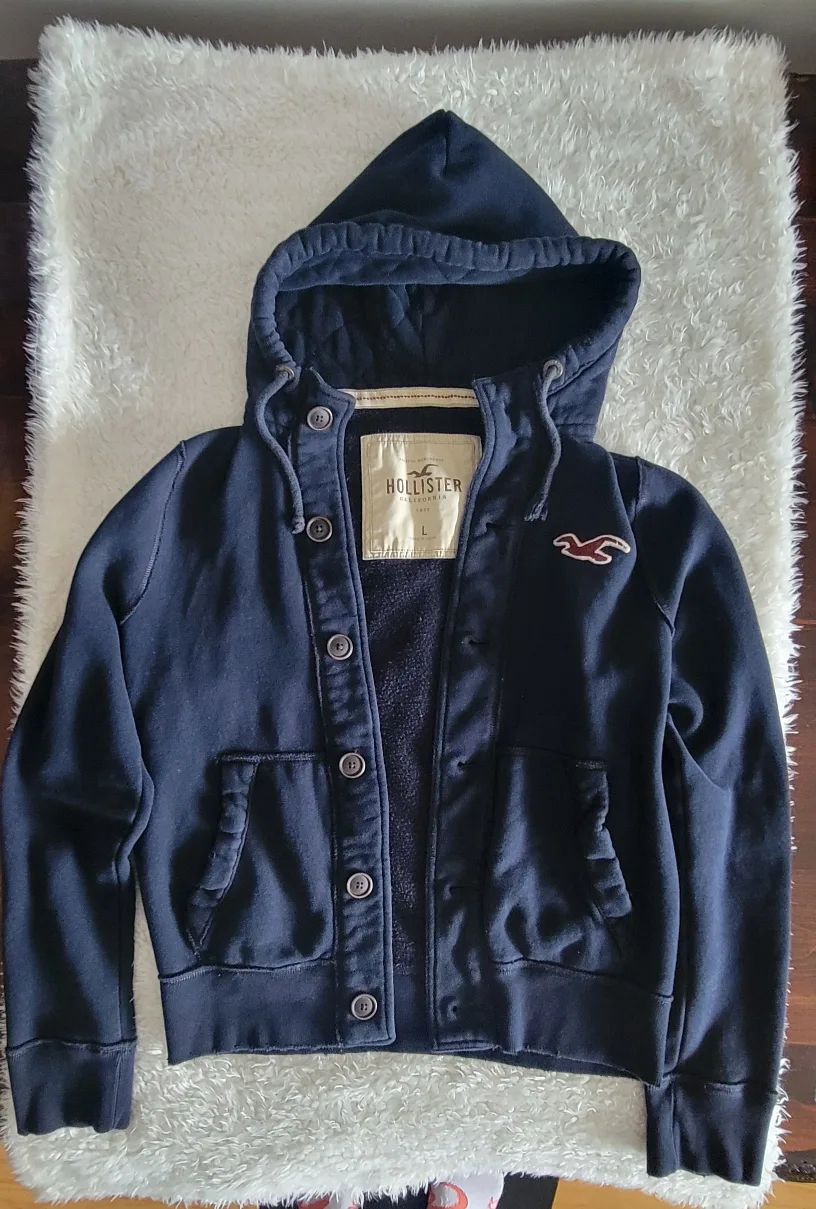 Men's Hollister Navy Blue Hoodie Jacket image indicator(2)