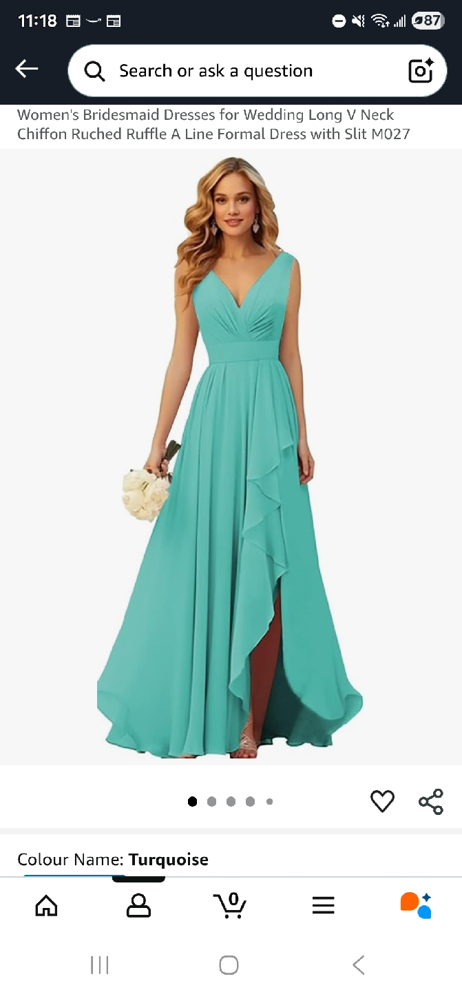 Turquoise Chiffon Bridesmaid Dress, New with Tags