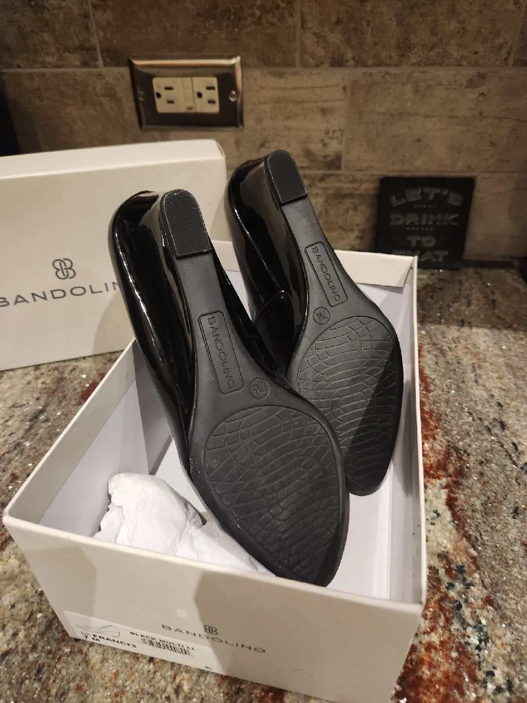 Bandolino Black Patent Leather Wedges - Size 7M image indicator(2)