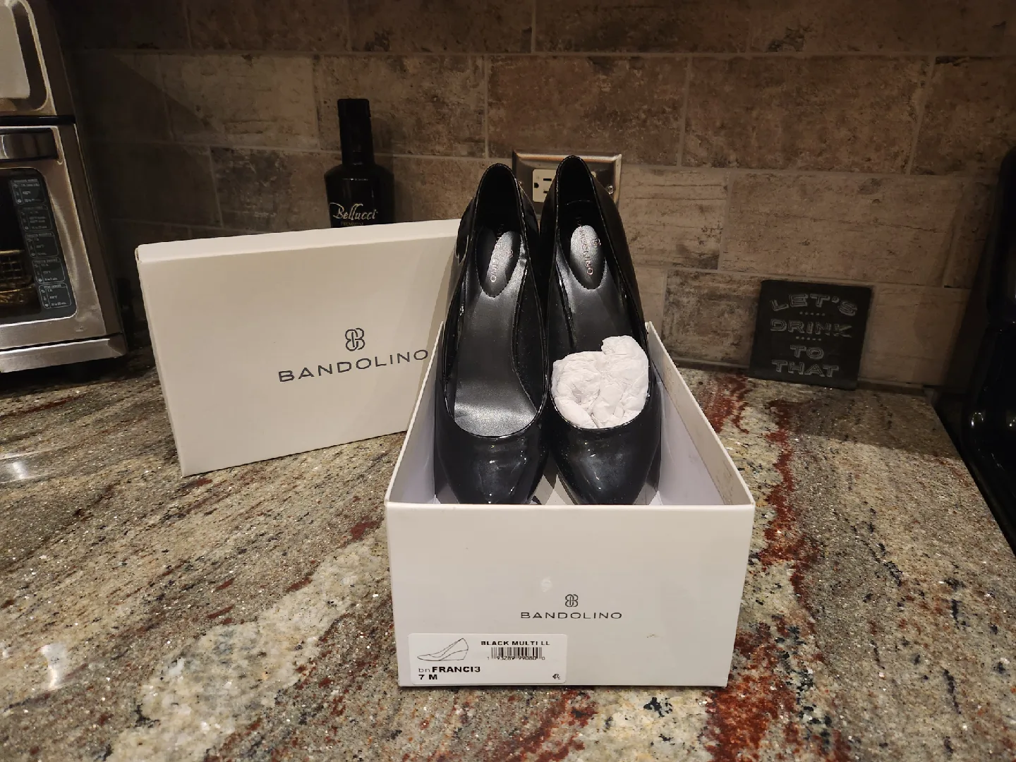 Bandolino Black Patent Leather Wedges - Size 7M image indicator(3)