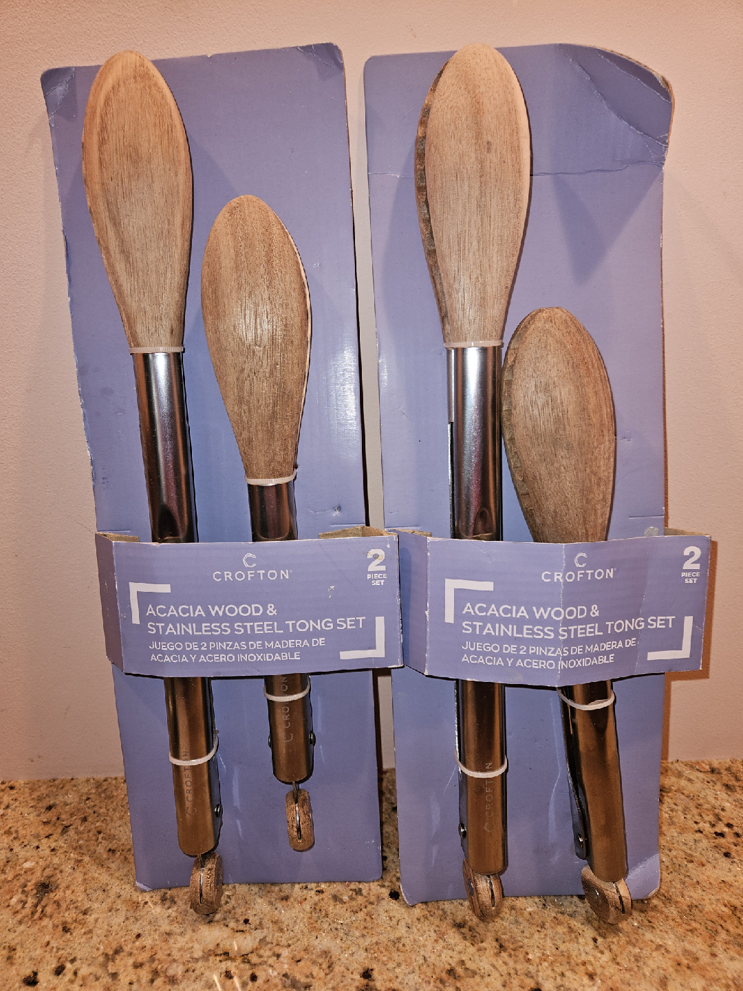 Crofton Acacia Wood & Stainless Steel Tong/Spoon Set + Bowl - photo 2