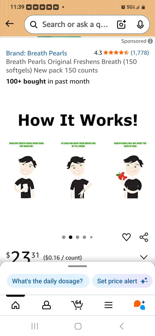 Breath Pearls Original Fresh Mint 150 Softgels image indicator(2)