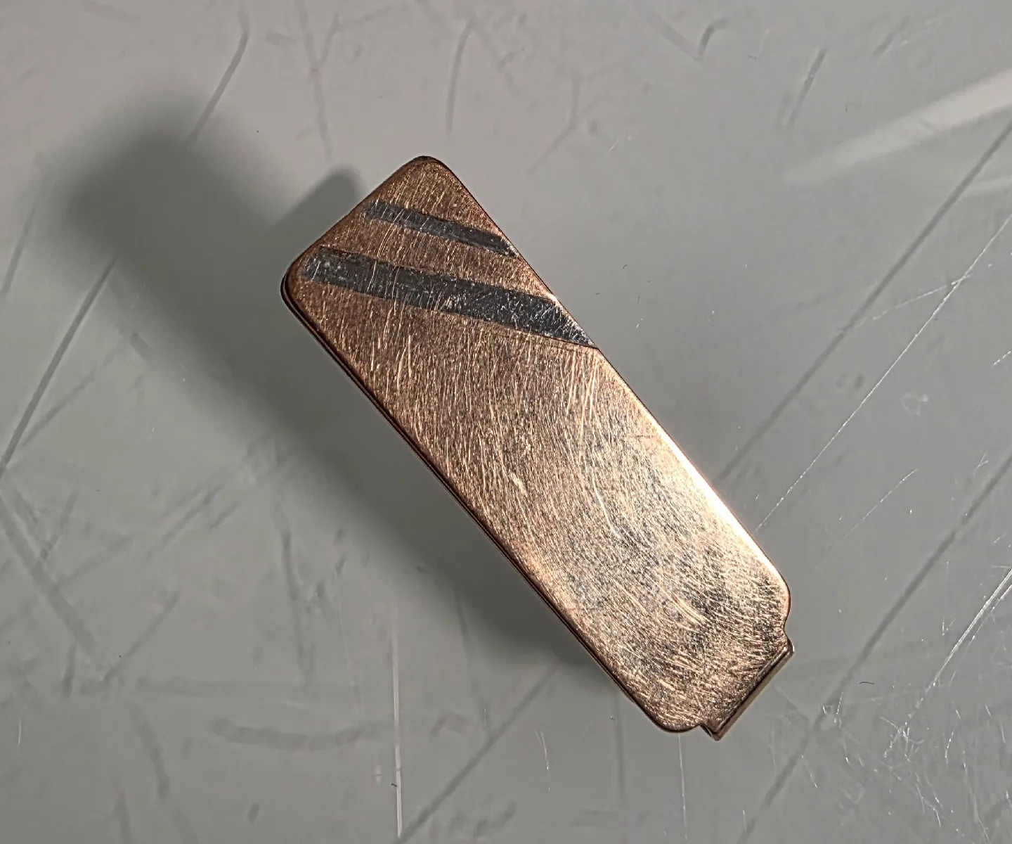 Vintage Copper Money Clip With Silver Stripes thumbnail