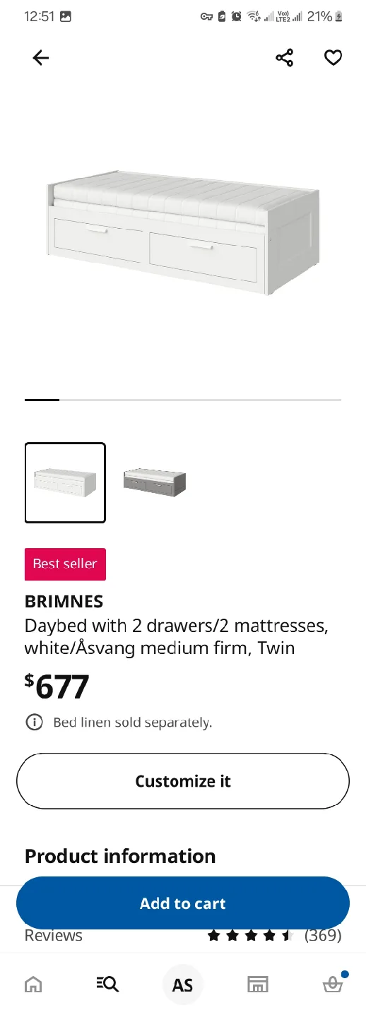 IKEA Brimnes Daybed with 2 Drawers - White image indicator(5)