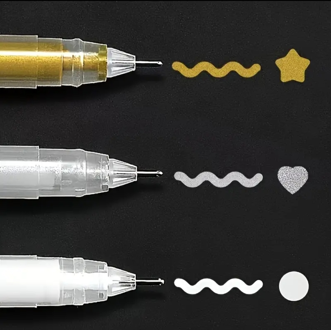 Gel Pens - White, Gold, Silver - New