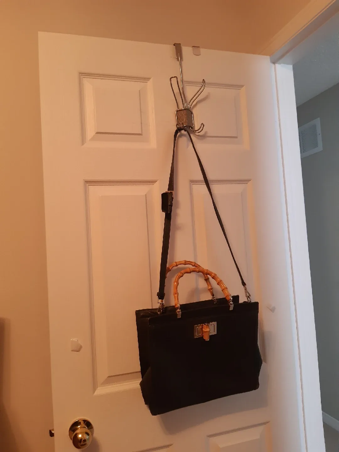 green Kate Spade Purse with bamboo handles thumbnail