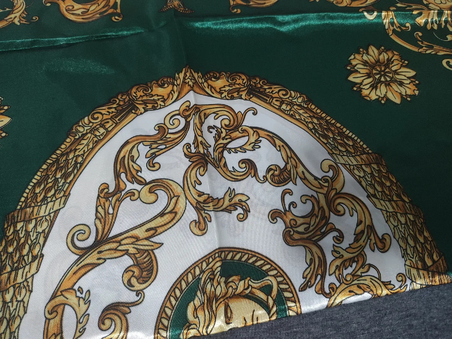 Green & Gold Patterned Scarf - New image indicator(2)