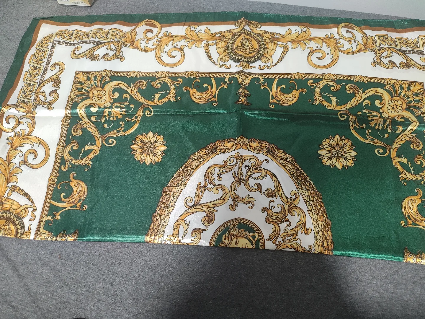 Green & Gold Patterned Scarf - New image indicator(6)