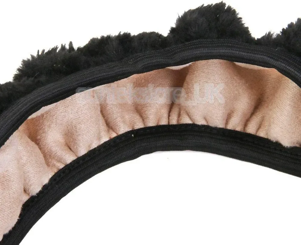 Black Plush Car Steering Wheel Cover image indicator(7)
