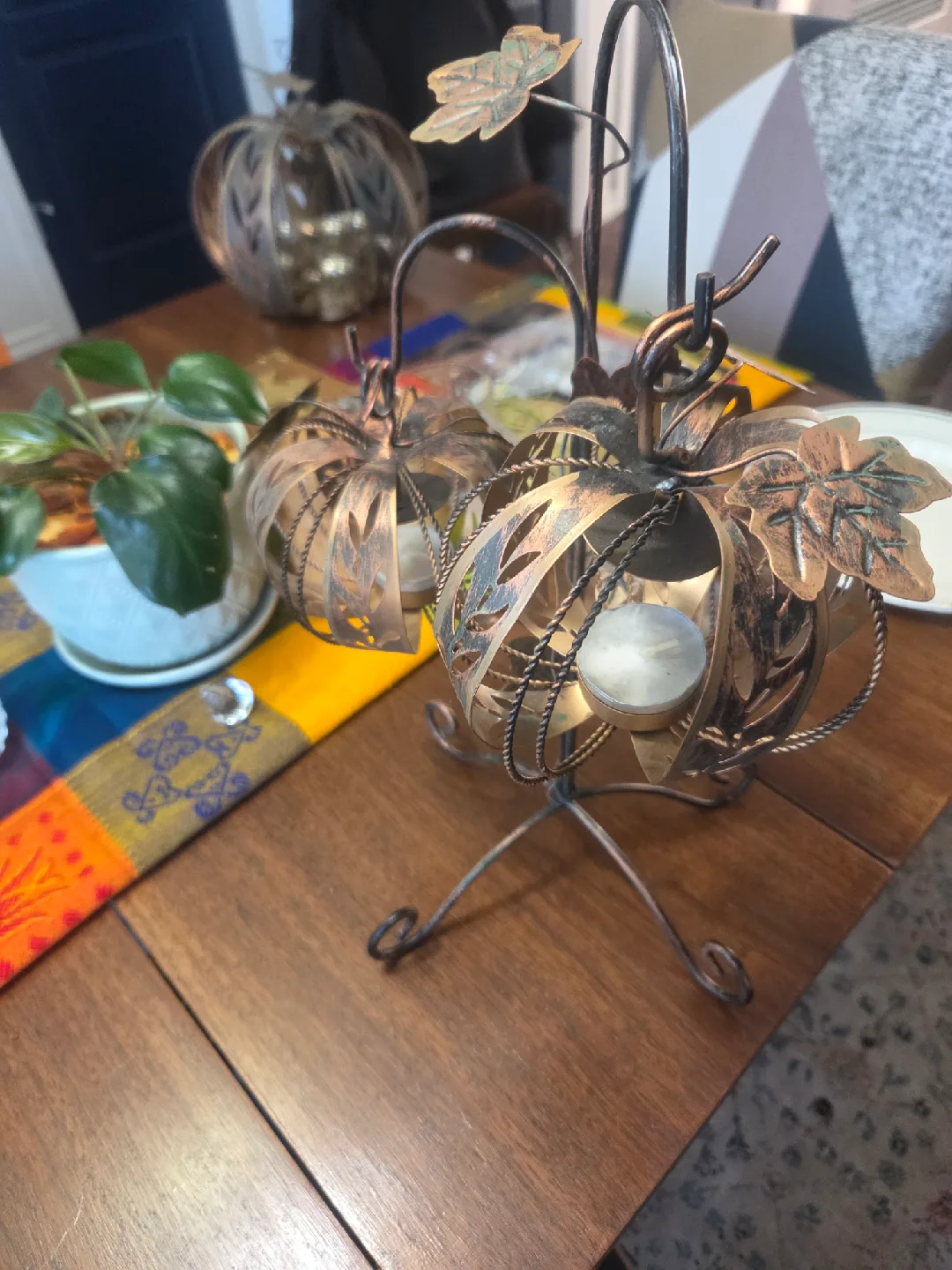 Metal Pumpkin Candle Holder - Fall Decor image indicator(3)