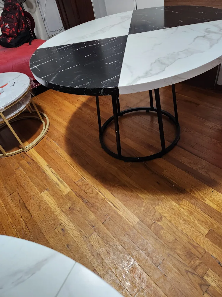 Round Dining Table - Black and White Marble thumbnail