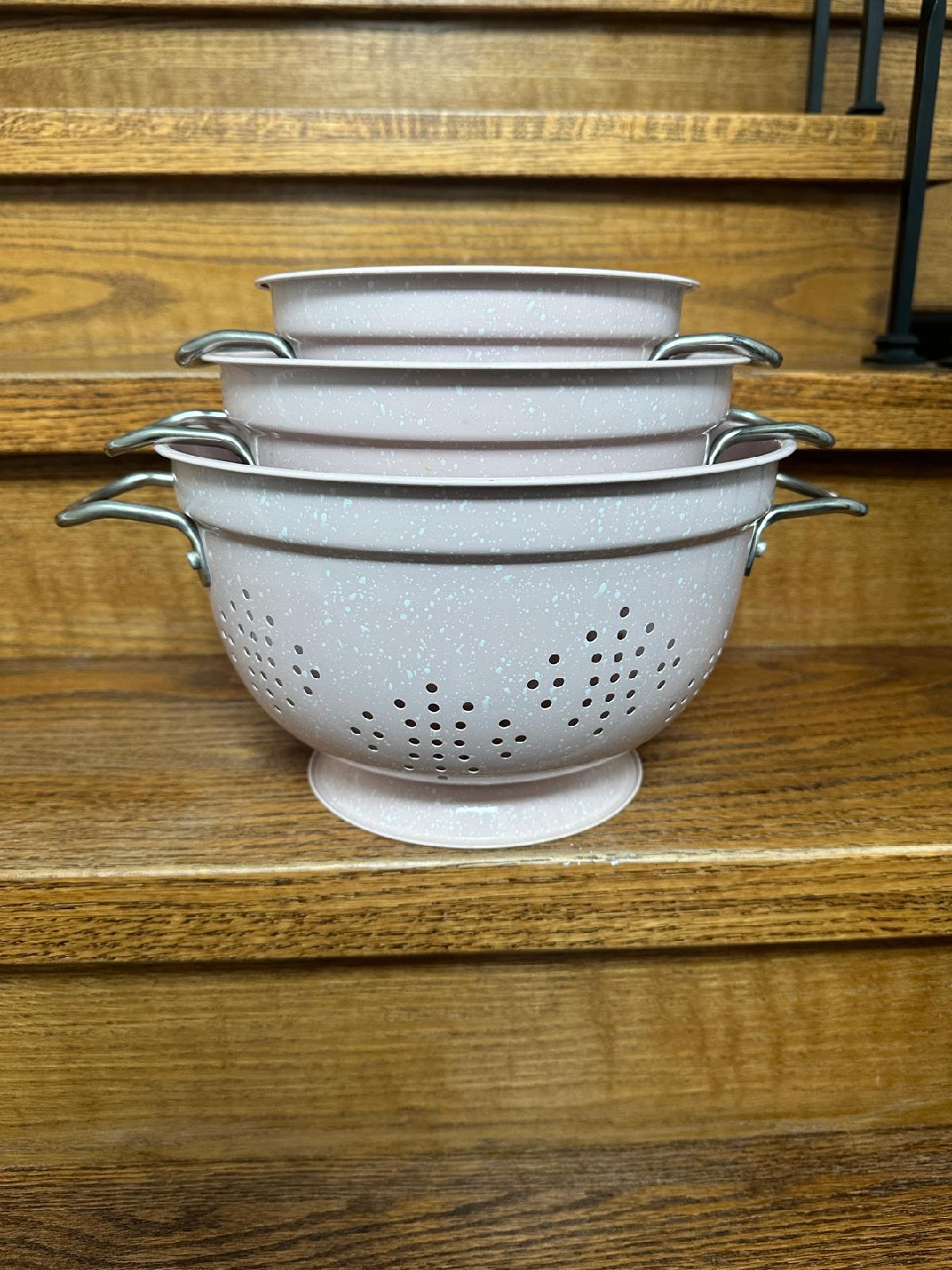 Pink Enamelware Colander Set (3) - photo 2