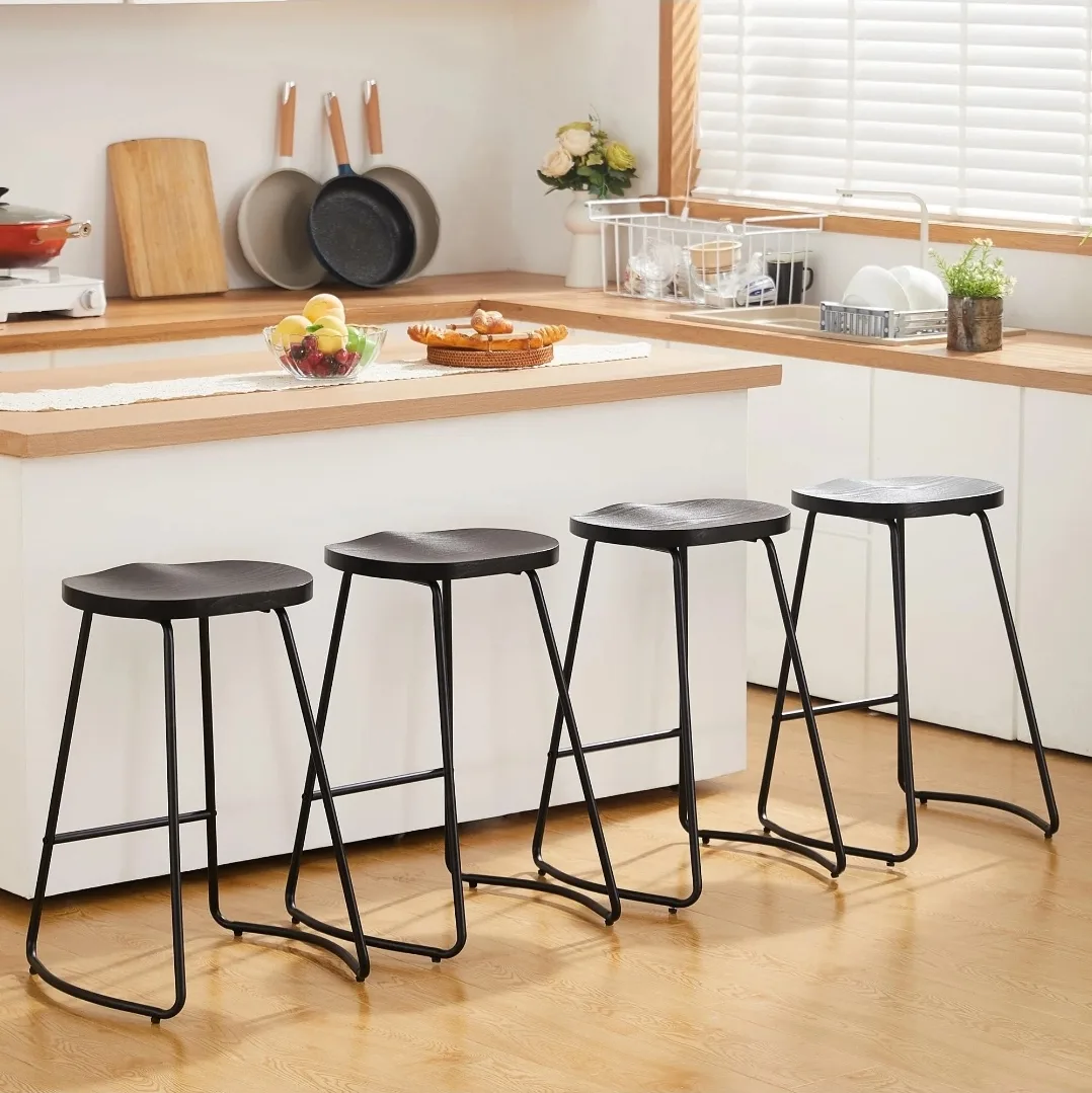 Set of 4pcs. Saddle Seat Bar Stools thumbnail