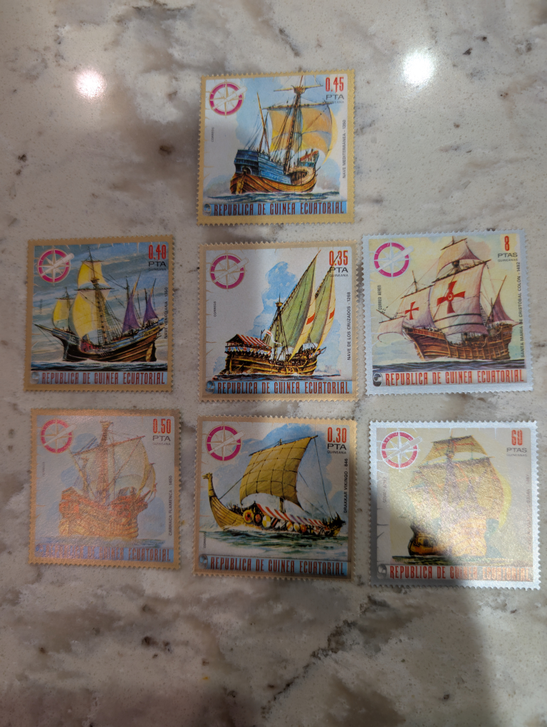 7 Vintage Stamps - Republica de Guinea Ecuatorial
