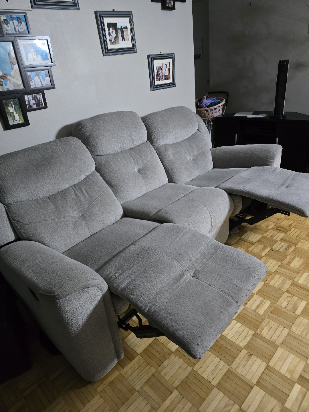 Light Grey Reclining Sofa with Cup Holders - photo 4