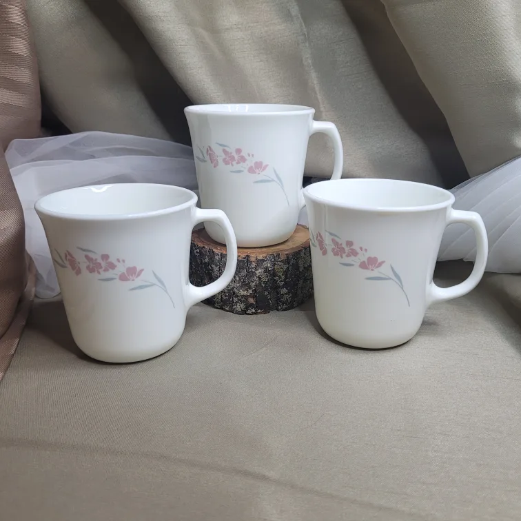 Corelle "SILK BLOSSOMS" Corning Ware  Set of 3  Coffee Tea Cups thumbnail