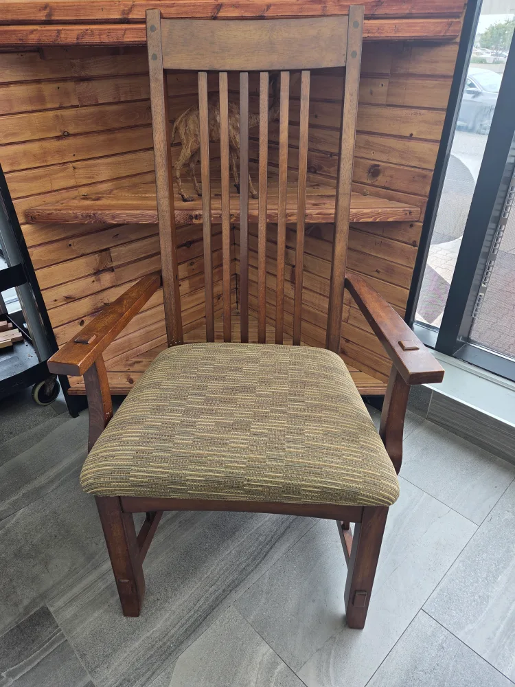 Wooden Armchair with Patterned Seat image indicator(2)