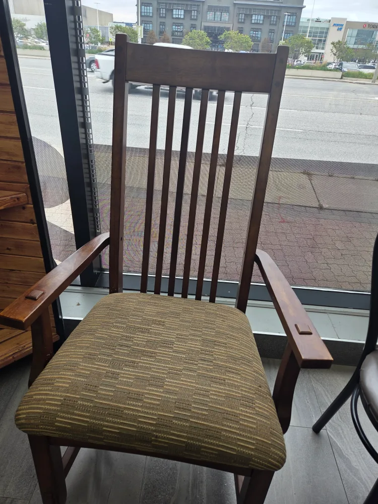 Wooden Armchair with Patterned Seat image indicator(3)