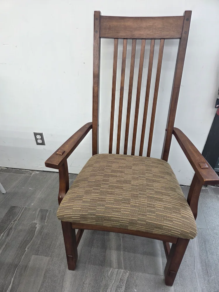 Wooden Armchair with Patterned Seat image indicator(5)