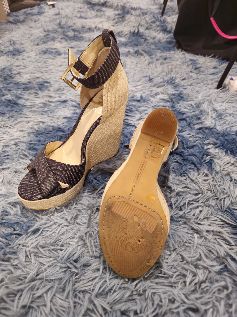 Vince Camuto Denim Wedge Sandals - Size 6.5 - photo 4