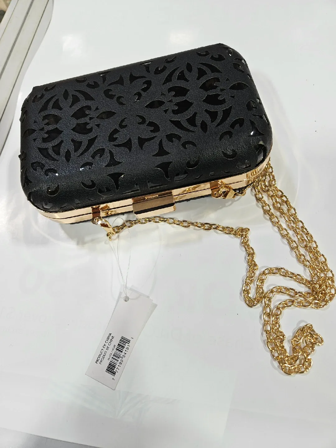 Black & Gold Clutch with Chain Strap image indicator(3)