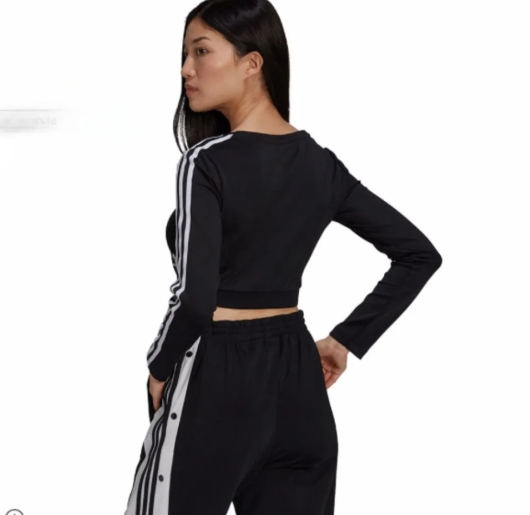 Adidas Crop Top Black White Women's Size Medium Primeblue image indicator(8)