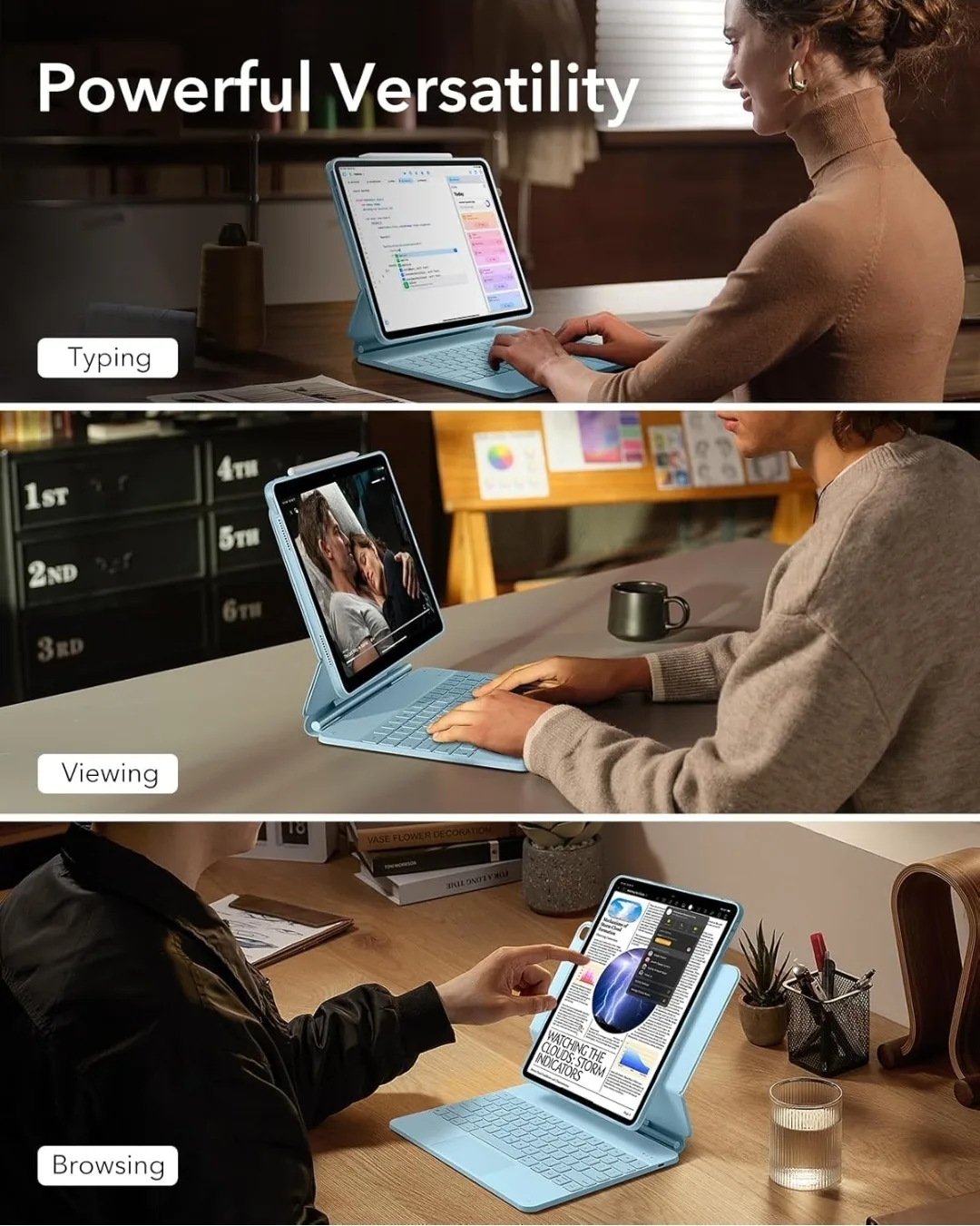 ESR iPad Air 13 Inch Case with Keyboard,  Blue image indicator(3)