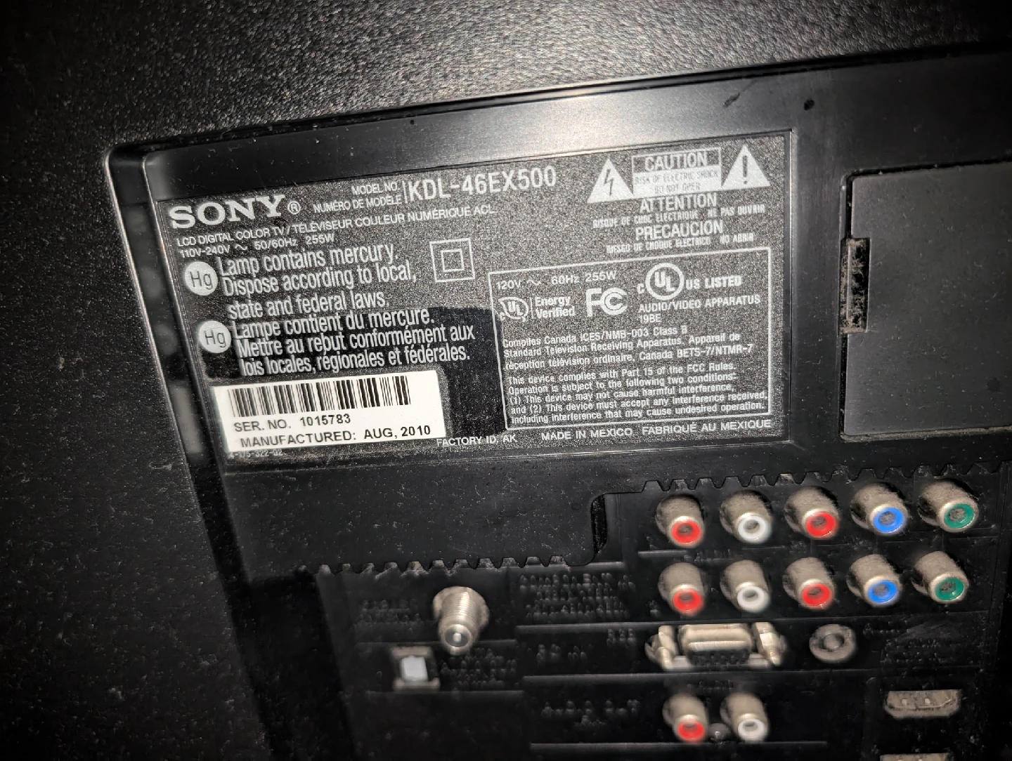 Sony Bravia KDL-46EX500 46" LCD TV - photo 3