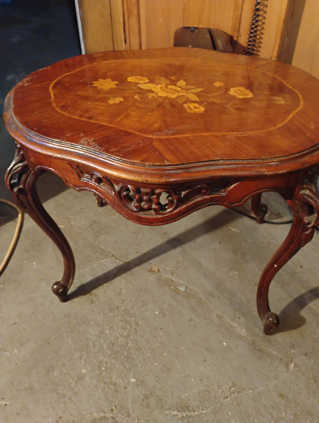 Vintage Floral Inlay Coffee Table