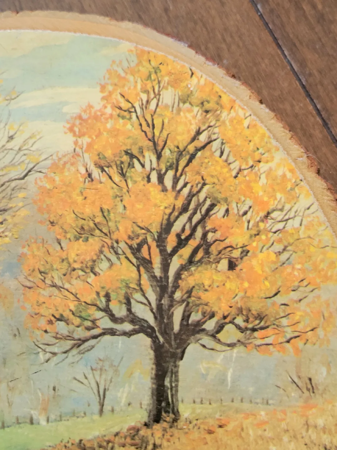 Vintage Print on Wood Slice. rustic art. pictures image indicator(5)