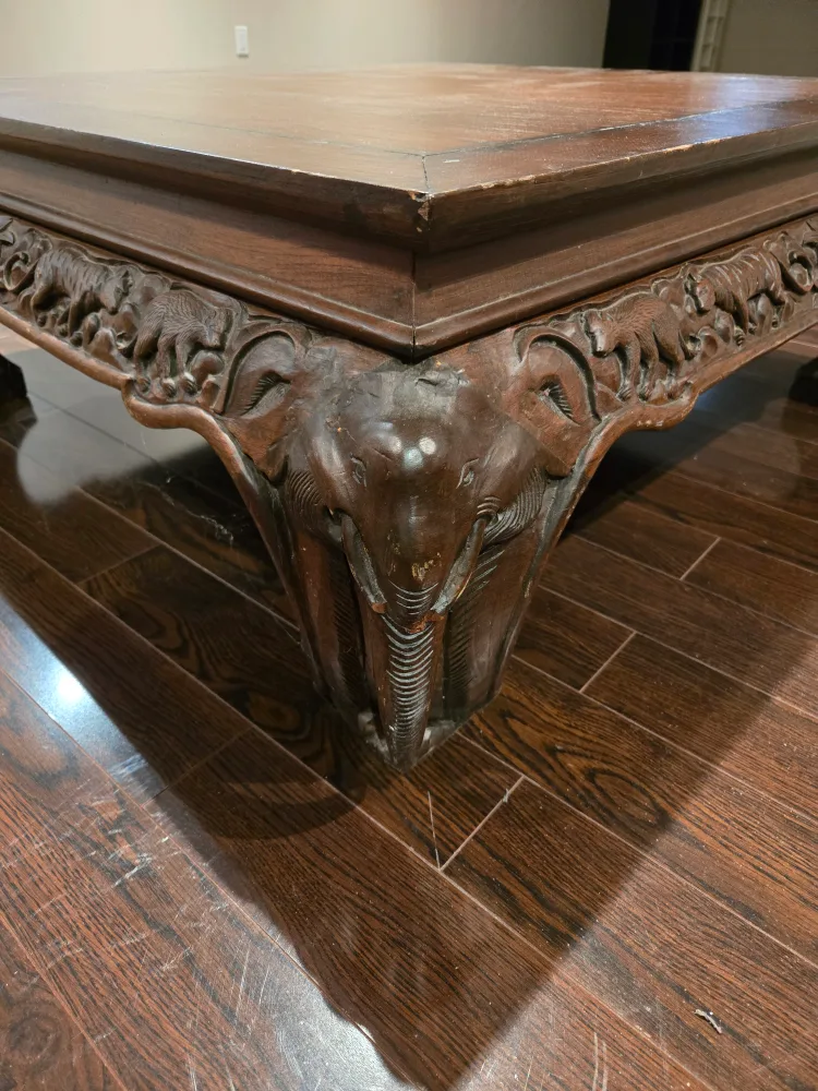 Antique Carved Wood Coffee Table image indicator(2)