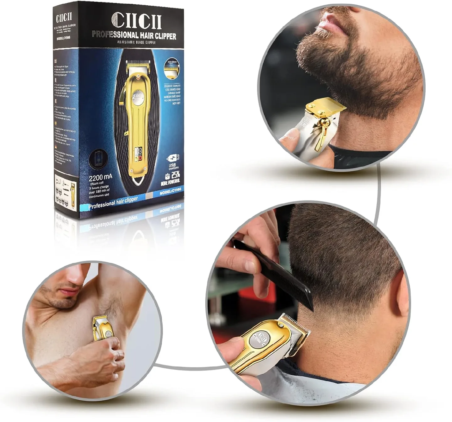 Cordless Hair Clippers, CIICII Professional Hair Clippers image indicator(7)