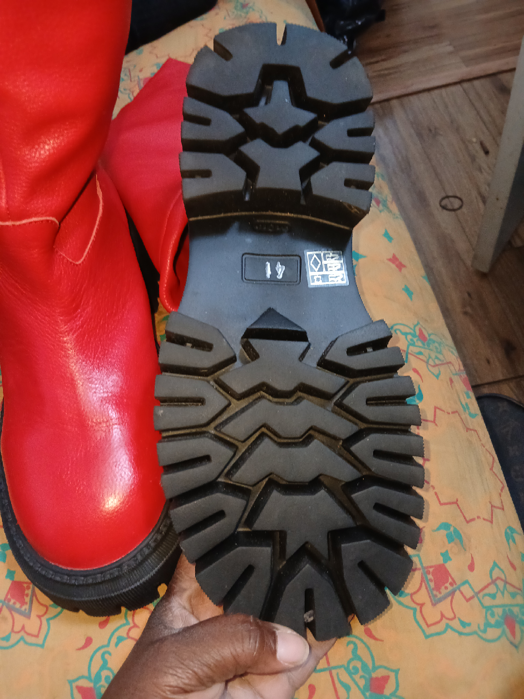 Red Leather Knee High Boots - Size 41 - photo 5