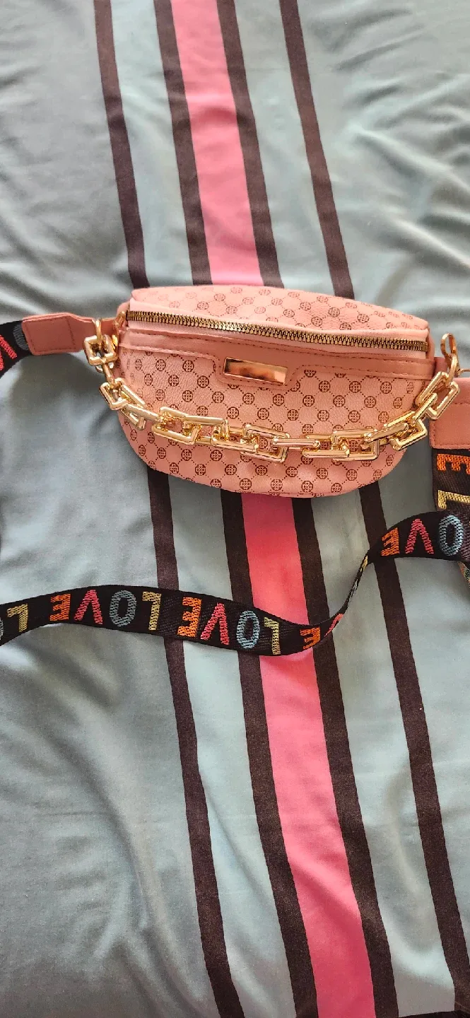 Pink Fanny Pack with Gold Chain(New)