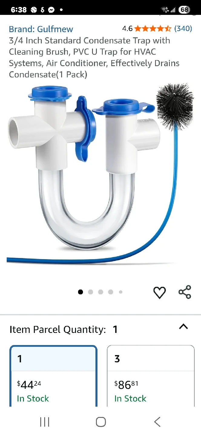 Gulfmew 3/4 Inch Condensate Trap with Brush
