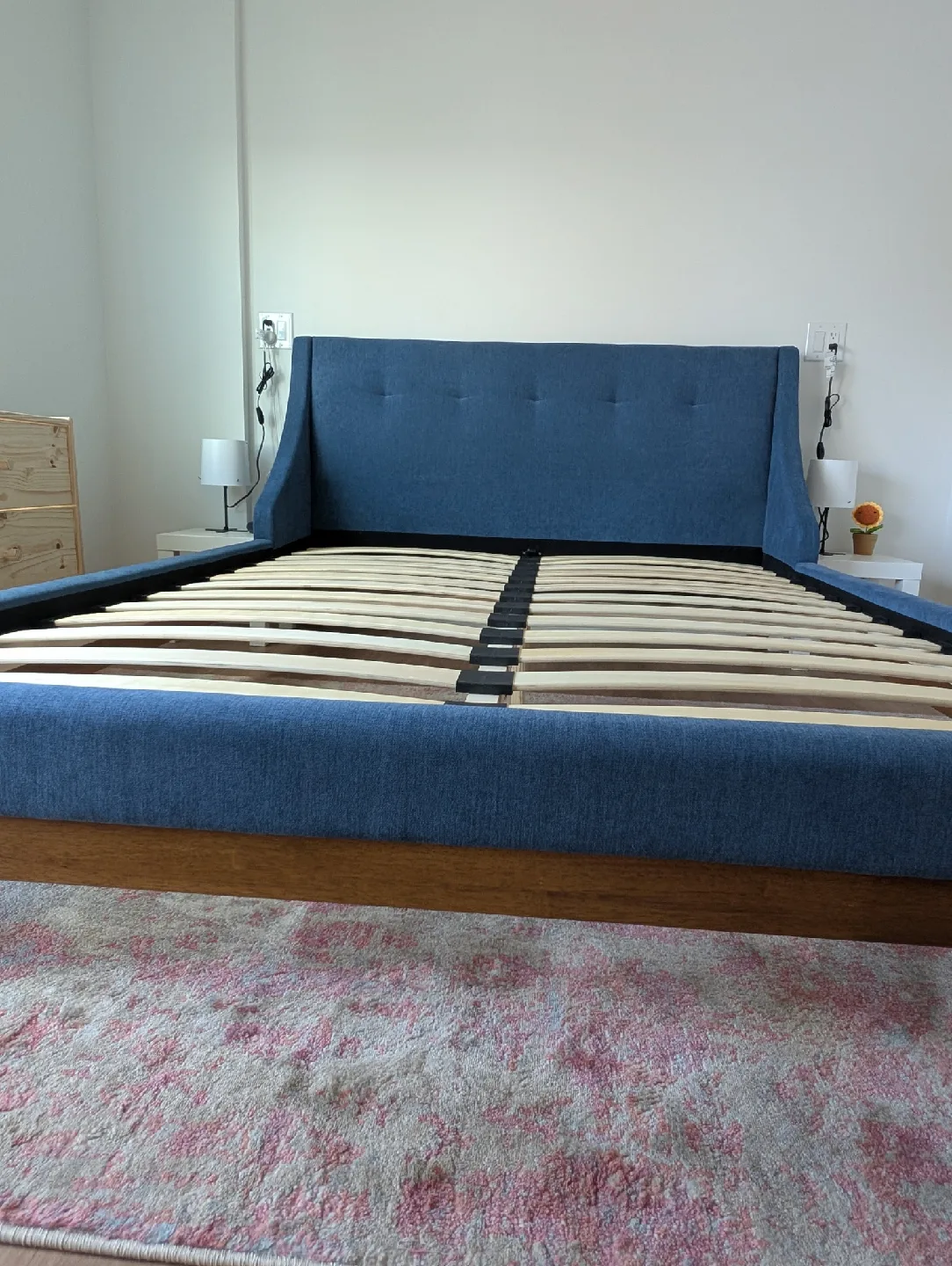 Queen Size Blue Upholstered Bed Frame - Moving out sale image indicator(4)