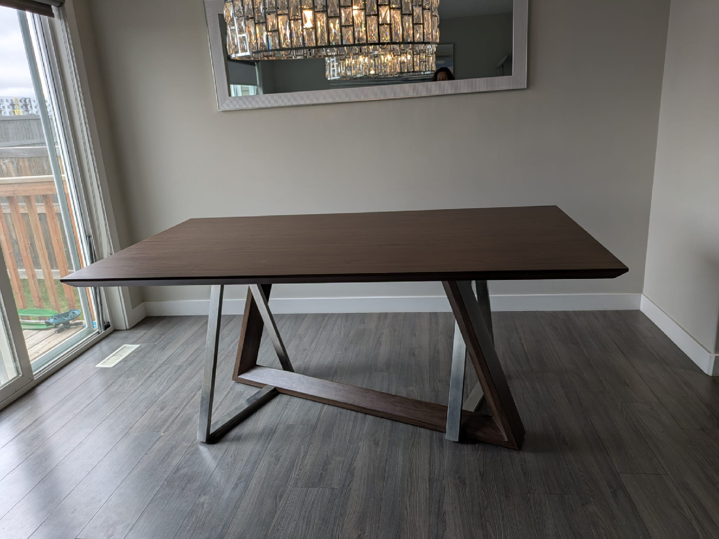 Modern Dining Table with Metal Legs and Chairs