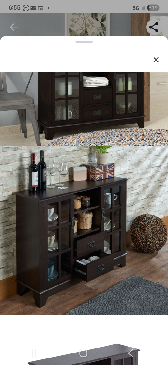 Dark Brown TV Stand with Glass Doors - photo 5
