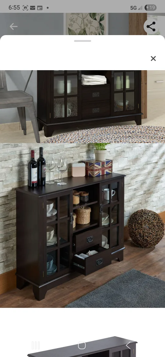 Dark Brown TV Stand with Glass Doors image indicator(5)