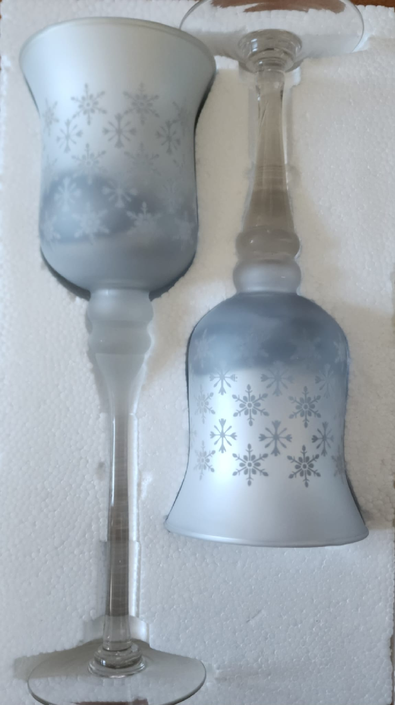 Snowflake Design Frosted Candle Holder Set - photo 2
